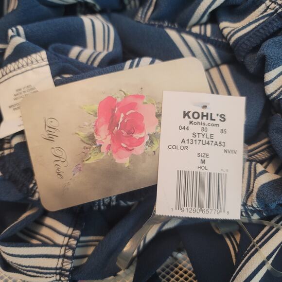 Lily Rose Navy White Stripped Business Casual Women's Jumpsuit Medium NWT - Picture 7 of 7